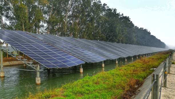 solar panels on water canal in punjab / india